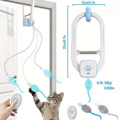 Remote Control Flying Bird Cat Toy Electric Automatic Drone with Hanging Motion Indoor Cat Enrichment Toy for Kittens Adult Cats Boredom Buster Blue 1-Pack 2-Pack