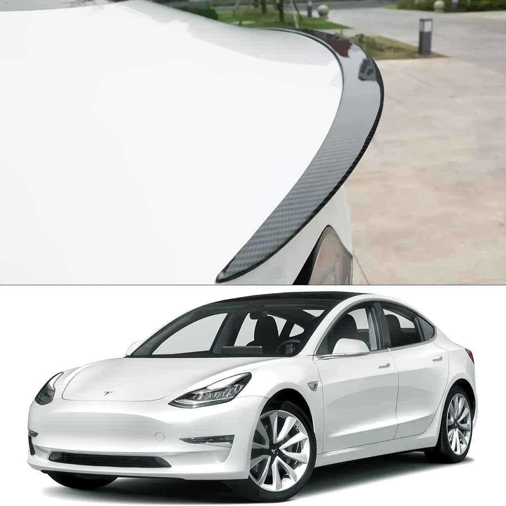 for Tesla Model 3 Rear Wing Single-layer Rear Trunk Spoiler with Carbon Fiber Texture Easy to Install