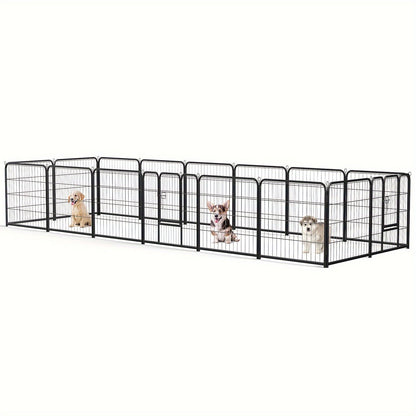 Pet Playpen Exercise Pen for Dogs 8 or 16 Panel Modular Indoor Outdoor Dog Fence - 24 32 40 Inch Height Options for Small Medium Large Dogs & Puppies Sturdy Portable Enclosure