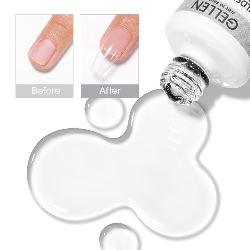 Hard Gel Nail Extension Builder Gel 7-in-1 Self-Leveling – 28+ Day Wear, LED UV Cured, 15ml, Clear Pink Nude Baby Pink Milky White, Acrylic Alternative for DIY Salon Manicure Women Nail Technicians