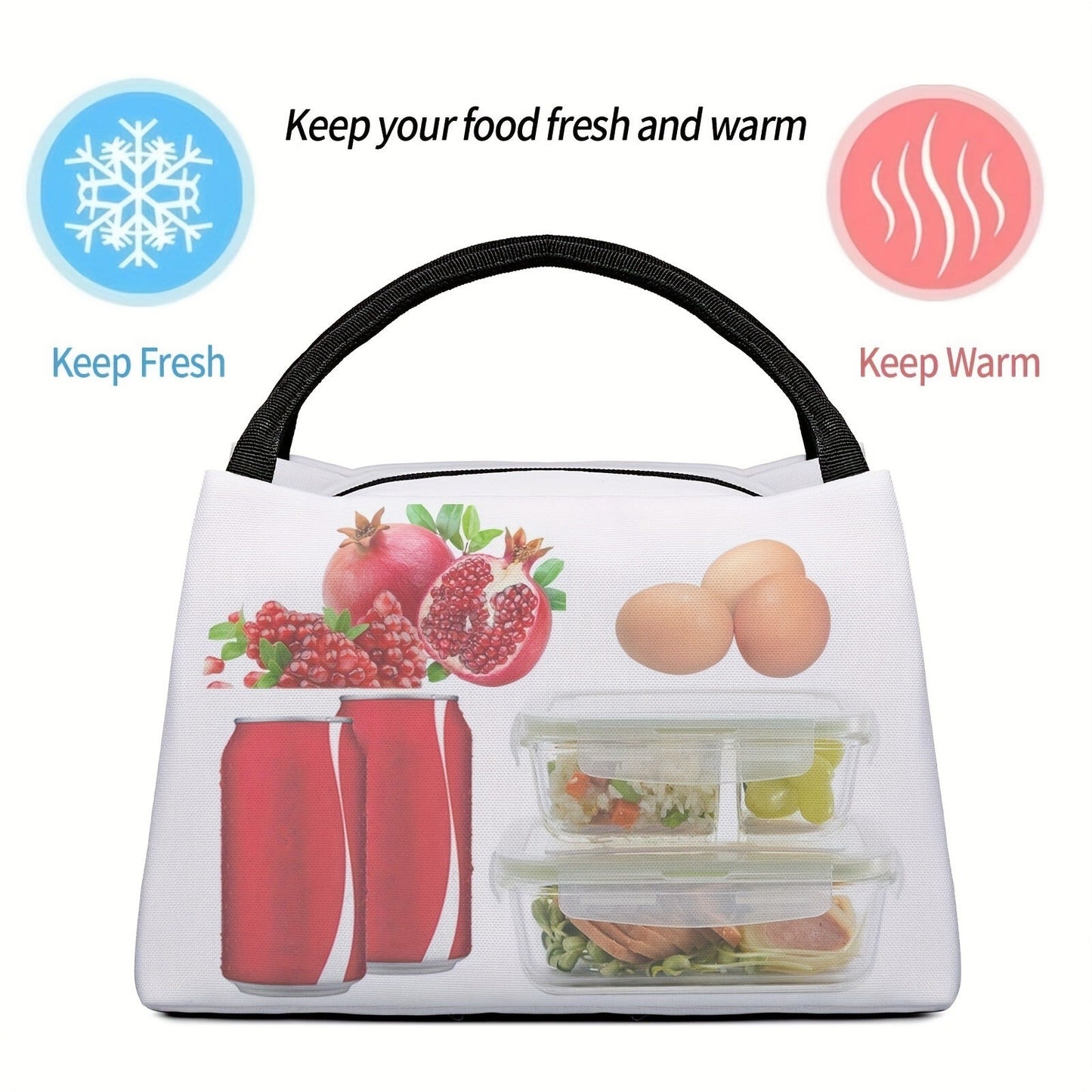 Cooler Bag with Grey Shark Pattern - Portable Reusable Insulated Lunch Bag for Camping, Picnic, Beach, Office, Home & Outdoor Use, Fun Kids & Adults Novelty Cooler Tote, 11 x 6.3 x 6.7 in