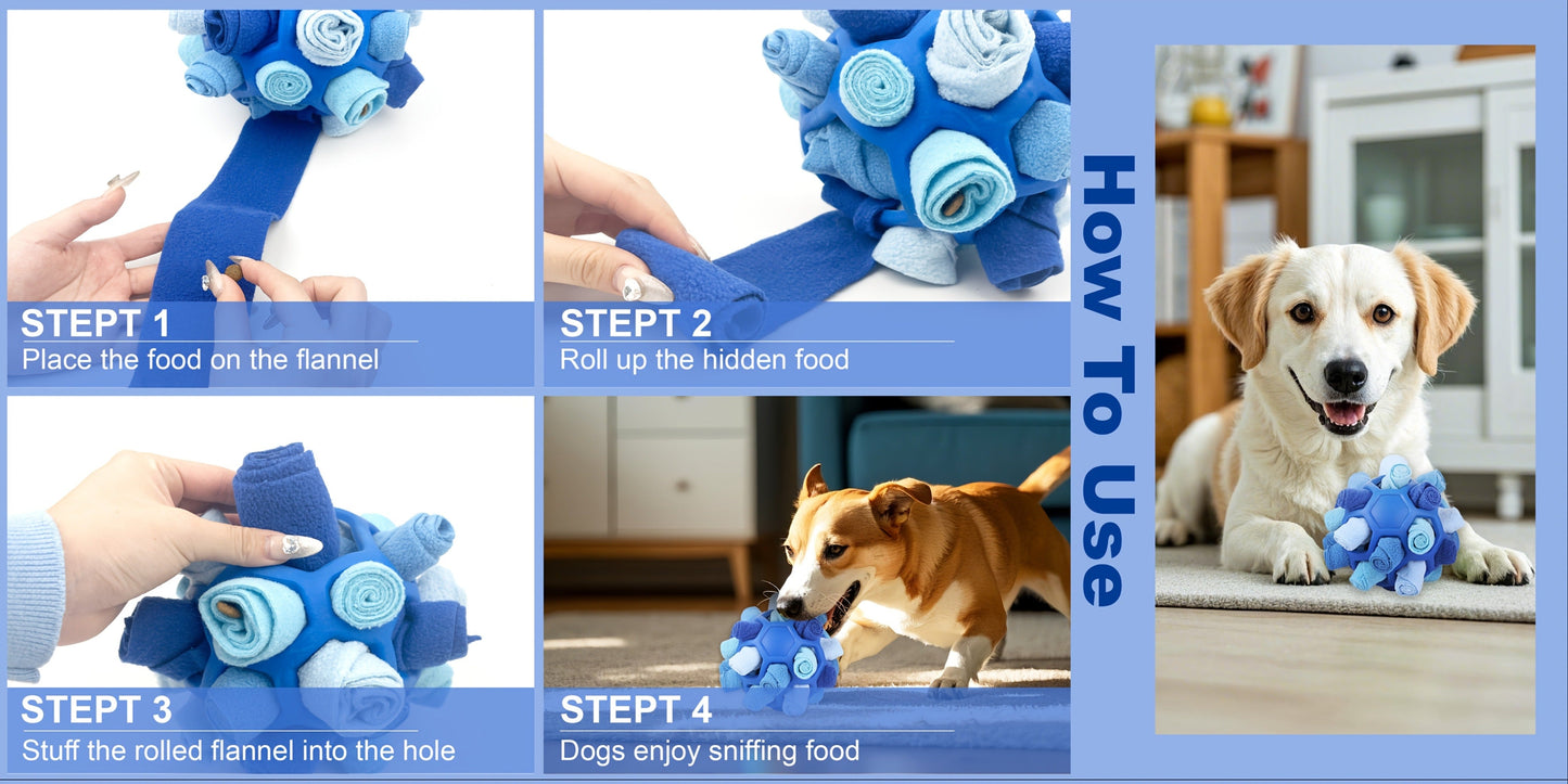 Snuffle Ball Dog Toy - Interactive Foraging Treat Dispenser & Slow Feeder Puzzle Toy for Small Medium Large Dogs, Snuffle Mat Ball for Mental Stimulation, Puppy Enrichment Toy, No Battery Required