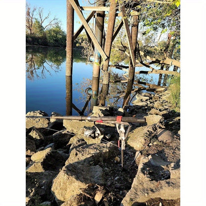 Spring Fishing Rod Holder with Auto Hook Setter - Adjustable High-Sensitivity Stainless Steel Bank Fishing Pole Stand, Spring-Loaded Ground Stake for Carp, Catfish & Shore Fishing
