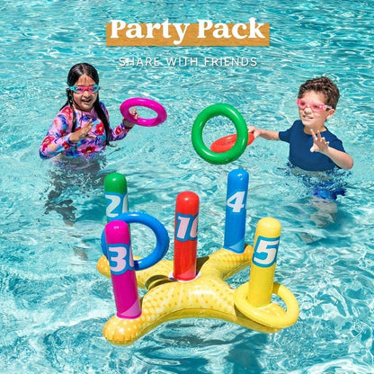 Inflatable Pool Toss Game Set – 2-in-1 Ring Toss & Cornhole Floating Swimming Pool Party Games for Kids & Adults