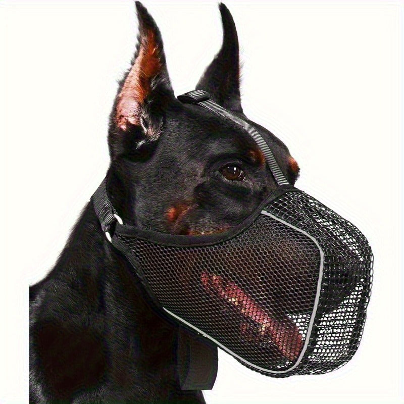 Dog Muzzle Reflective Mesh 2 Pack Anti-Bite Full Coverage with Adjustable Straps, Soft Breathable Polyester Dog Mask for Grooming Vet Visits Walking, Sizes M L XL XXL, Black