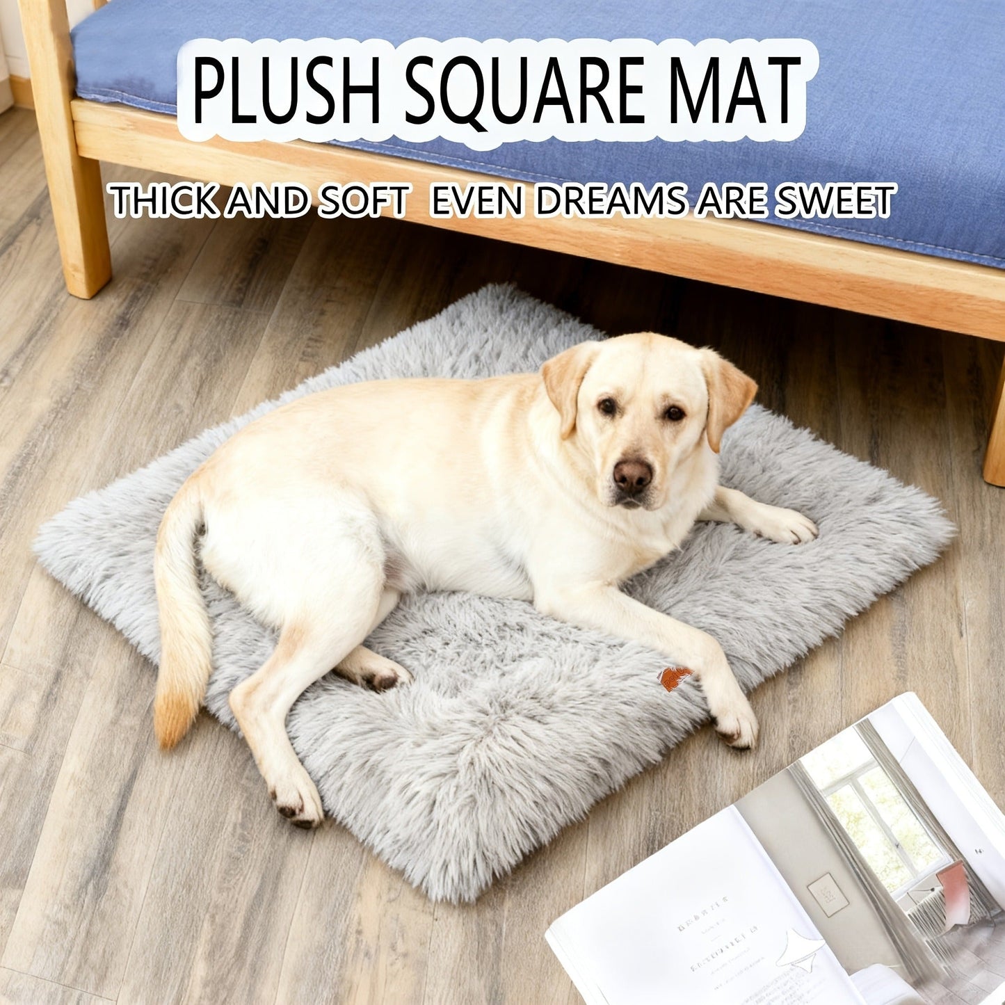 Fleece-Lined Dog Bed & Cat Mat – Thickened Warm Washable Square Pet Bedding for All Breeds | S, M, L, XL, XXL
