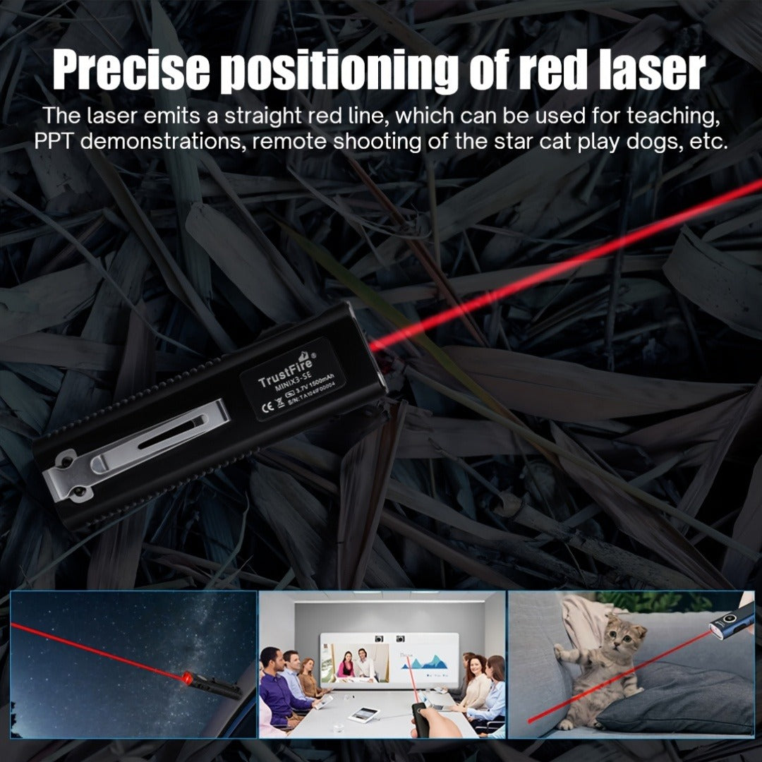 EDC Pocket Flashlight, 1200 Lumen Triple Light Source with White UV Red Beam & Laser, Type-C Rechargeable 5-Mode Mini LED Torch for Emergency, Camping & Everyday Carry