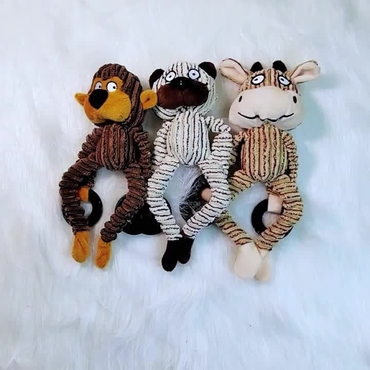 Squeaky Plush Rope Dog Toy Set with Animal Print for Aggressive Chewers - 6 8 or 10 Pack Interactive Tug-of-War Chew Toys for All Dog Breeds No Batteries Required