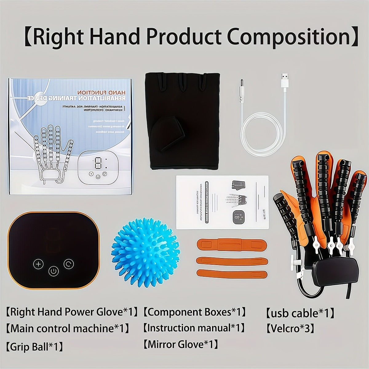 Hand Rehabilitation Glove Pneumatic Finger Trainer Left Right M L XL