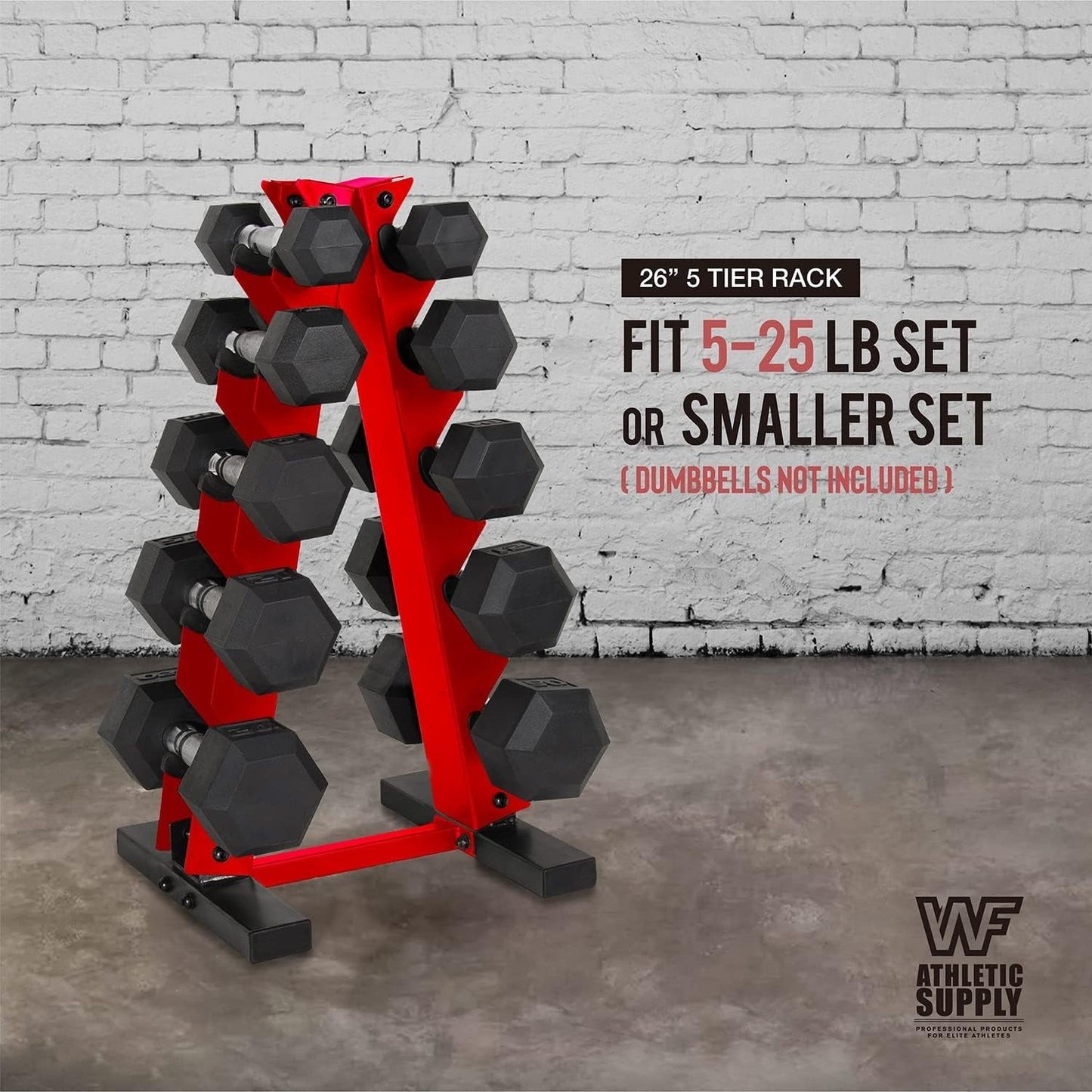 Dumbbell Rack A-Frame 5-Tier Heavy Duty Weight Storage Stand – Space-Saving Vertical Dumbbell Holder for Home Gym, Holds 5-25LB Hex & Rubber Dumbbells