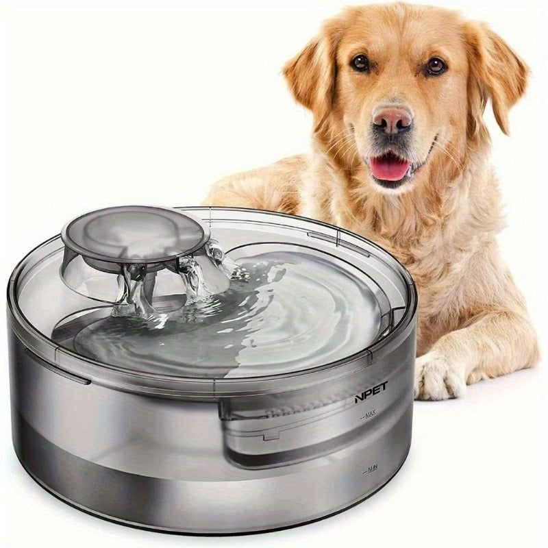 Dog Water Fountain 2 Gallon NPET DF30 - Automatic Pet Water Dispenser Triple Filtration with Splatter Guard & Cleaning Kit for Large Dogs & Multiple Pets 1.3Gal or 2Gal Options