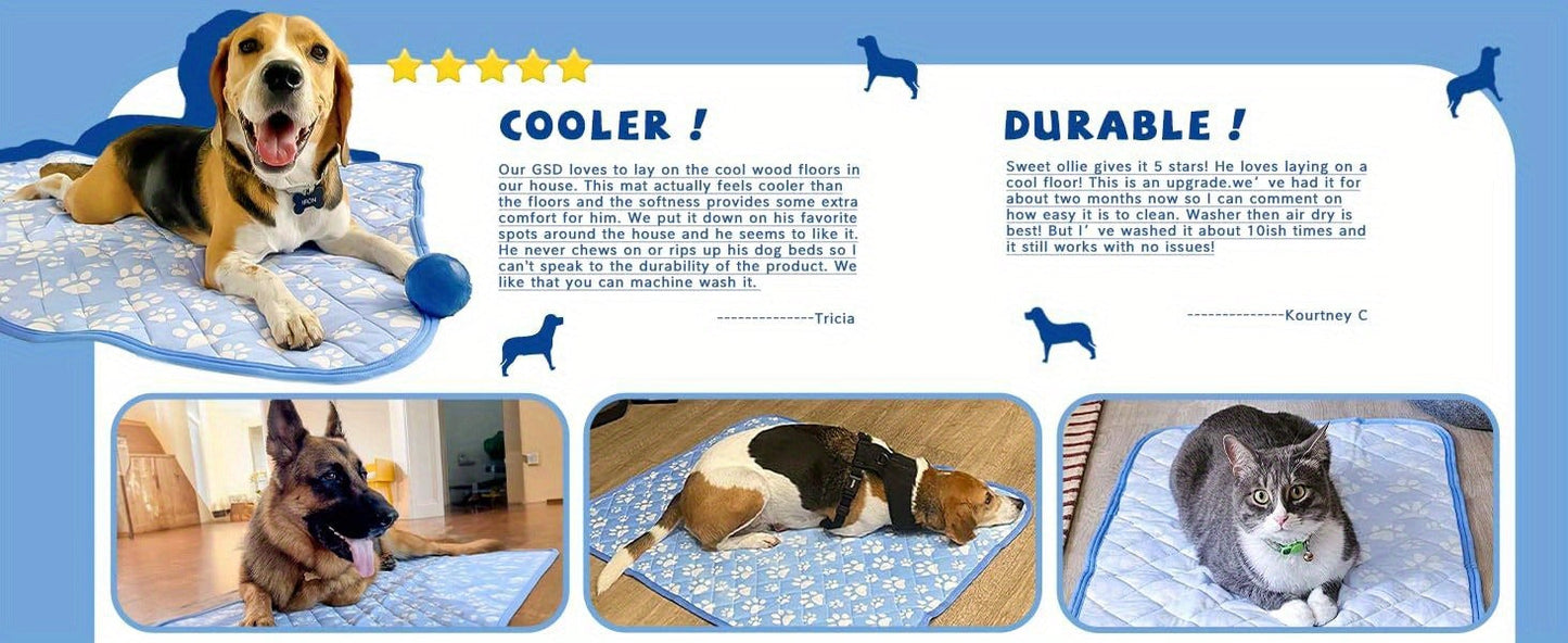 Dog Cooling Mat Self-Cooling Pad for Dogs & Cats - Pressure Activated Arc-Chill Fiber, Non-Toxic Washable Foldable Pet Cool Mat for Summer, Indoor Outdoor Use, Small Medium Large XL