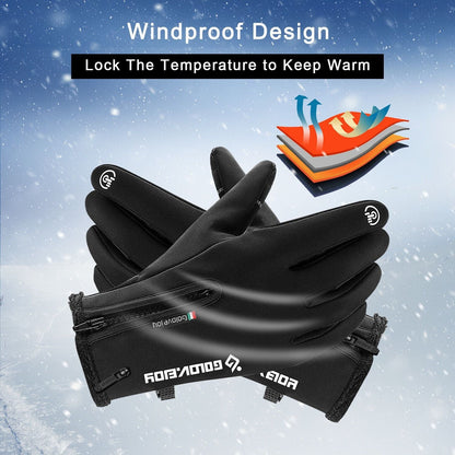 Windproof Knit Gloves for Outdoor Riding & Skiing – 2 Pairs Full-Finger Slip-Resistant Winter Gloves | 100% Polyamide Warm Gloves for Men & Women | S M L XL XXL | Black Gray