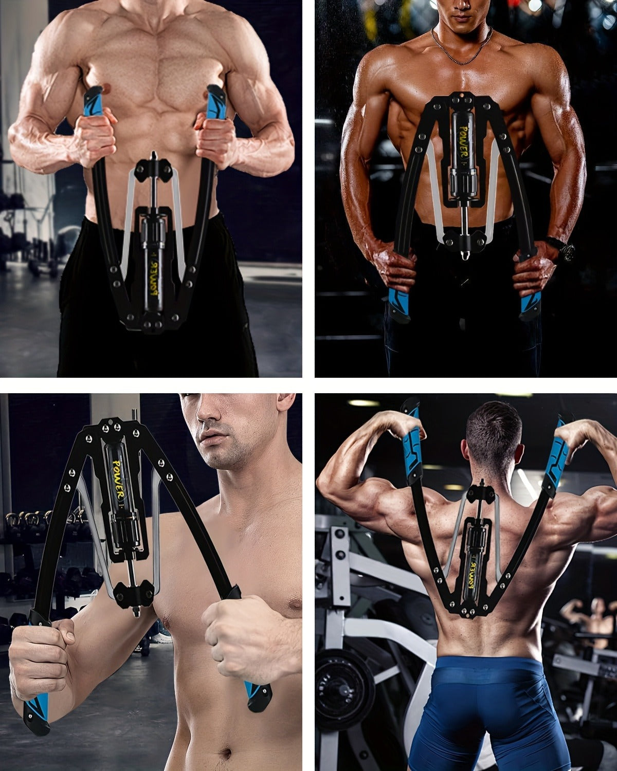 Hydraulic Arm Trainer Adjustable Resistance 22-440 lbs Carbon Steel Home Gym Equipment Chest Shoulder Back Multi-Muscle Workout Foldable Design 20-Level Resistance Non-Slip Handle Fitness Trainer Red