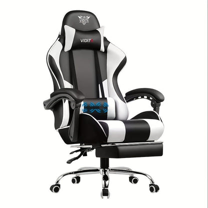 RGB Gaming Chair with LED Lights Footrest Ergonomic Gaming Chair with Massage Lumbar Support Reclining Video Game Chair for Adults Home Office Computer Chair with USB RGB Lighting