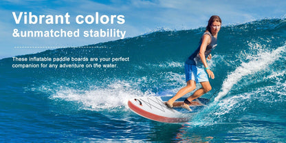 Inflatable Paddle Board 10.5ft – Wide Stable Non-Slip Deck SUP Board with Premium Accessories for Yoga Fishing Boating Traveling Surfing Adults
