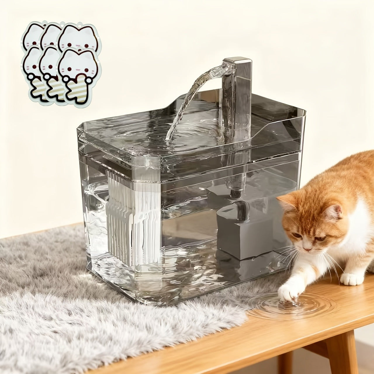 Pet Water Fountain Automatic 4-Stage Filtration – Ultra-Quiet USB Powered Circulating Fresh Water Dispenser with Visible Water Level Window, No Battery Needed, for Cats & Dogs | Home & Travel