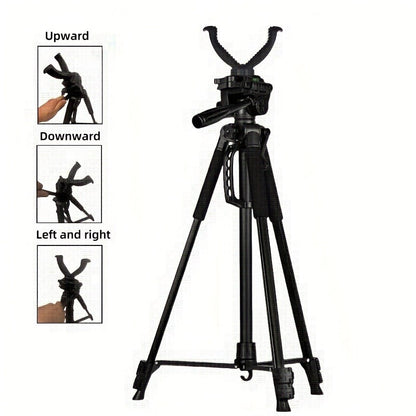 Adjustable V-Shape Shooting Tripod Stand 21-59 Inch, Heavy Duty Rifle Gun Rest Tripod for Outdoor Hunting Shooting Practice Photography, Portable Folding Bipod Tripod with V Yoke for Range and Field Use