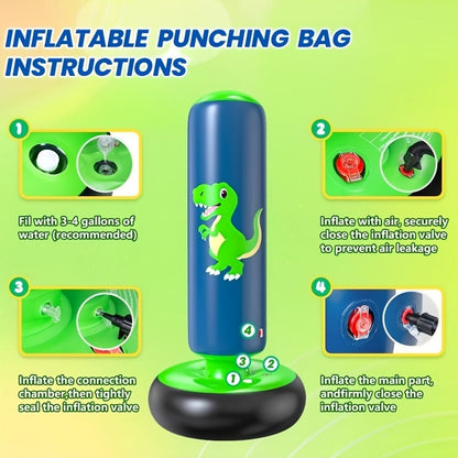 Kids Inflatable Punching Bag 48 Inch Dinosaur Bop Bag Toy for Boys Girls Ages 3-12 Boxing Training Karate Practice Gift