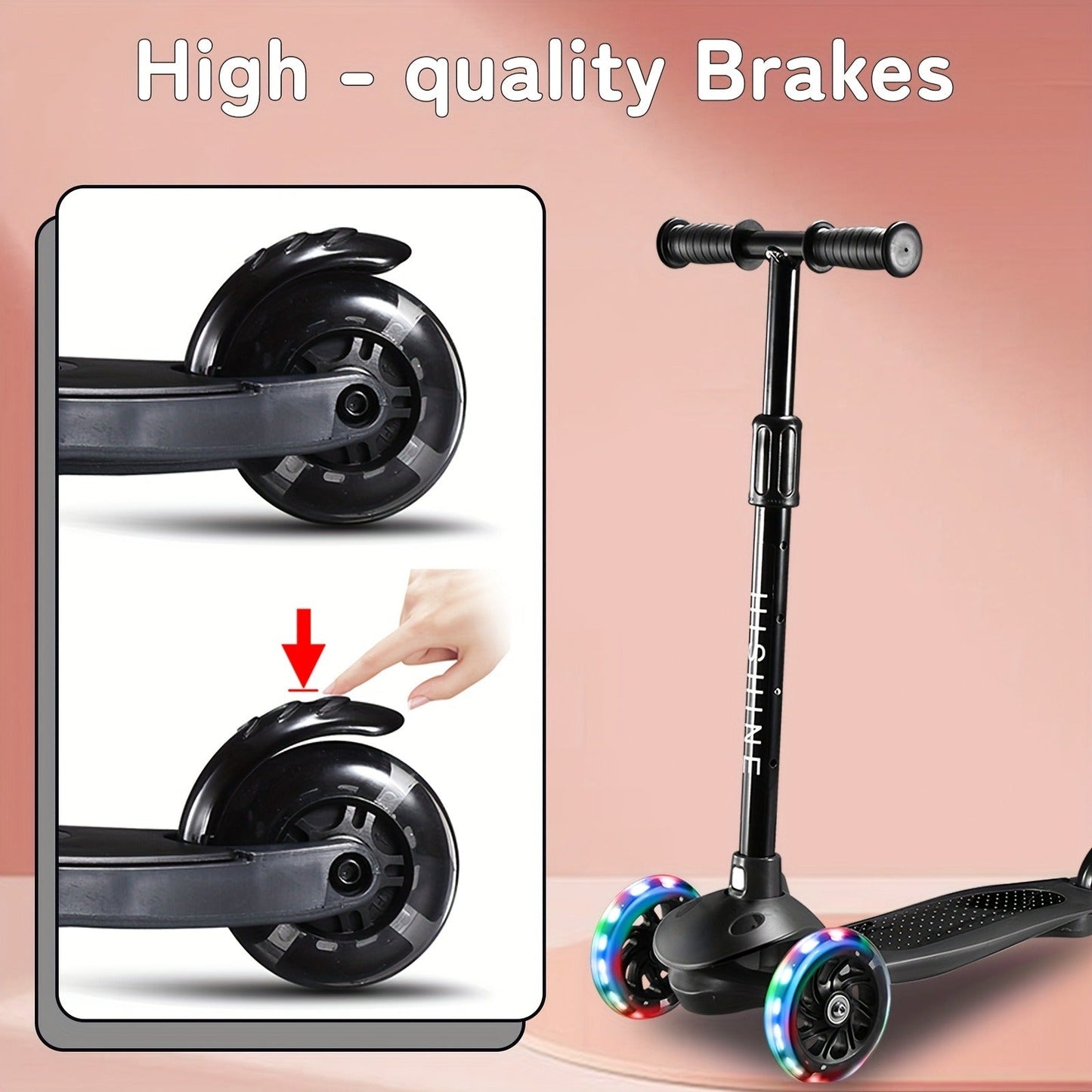 Kids 3-Wheel Scooter 2-Pack Light-Up Wheels Adjustable Height Lean to Steer, Wide Deck