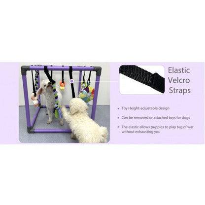 Puppy Gym Jungle Playground with Hammock – 8 Hanging Interactive Toys to Keep Puppies Busy & Stimulated