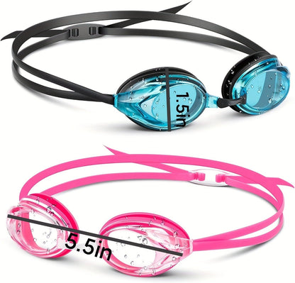Anti-Fog Swim Goggles with Adjustable Silicone Nose Bridge & Head Strap – No-Leak Pool & Water Sports Swimming Goggles for Adults, Available in 1pc or 2pcs, Indoor & Outdoor Use