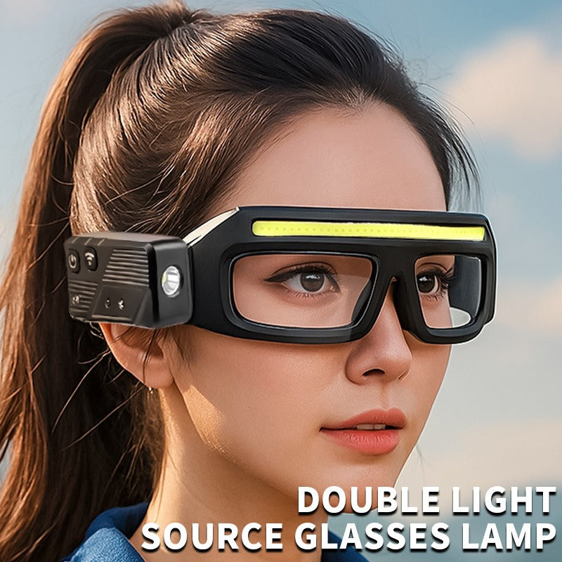 LED Headlamp Glasses Light - USB Rechargeable Head Torch with Rotatable Beam, Adjustable Brightness & Strobe Mode for Night Running, Cycling, Fishing & Outdoor Work