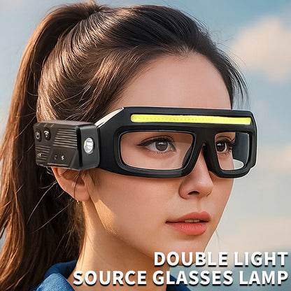LED Headlamp Glasses Light - USB Rechargeable Head Torch with Rotatable Beam, Adjustable Brightness & Strobe Mode for Night Running, Cycling, Fishing & Outdoor Work