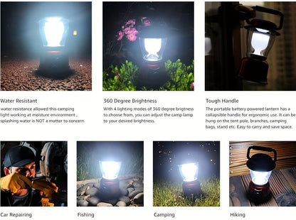 4-Pack COB LED Camping Lantern Dimmable Battery Powered - High Brightness Portable Camp Lights for Hiking, Fishing, Emergency Power Outage & Outdoor Adventures, Adjustable Brightness Tent Lantern Set