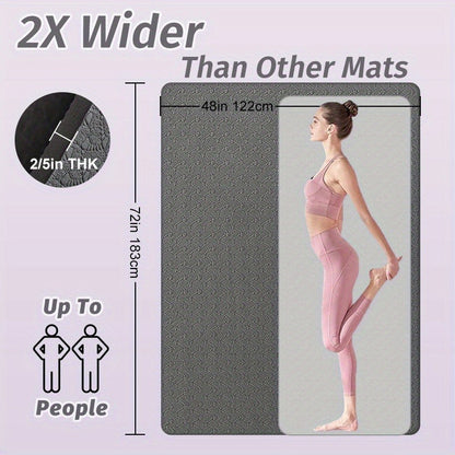 Extra Large TPE Yoga Mat 6’×4’ – 10mm Extra Thick Non-Slip Exercise Mat with Alignment Lines, Double-Sided Grip, 24 Sq Ft Professional Yoga Mat for Women & Men, Home Workout, Pilates & Gym