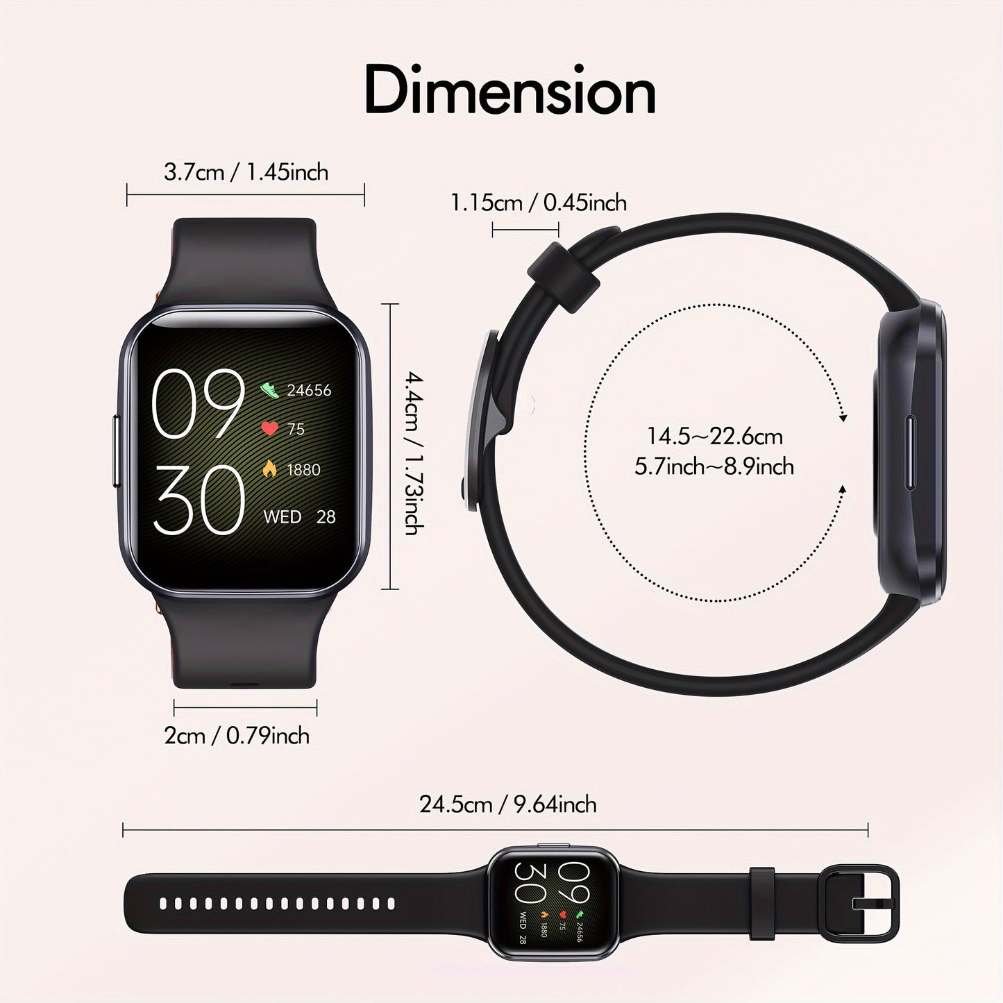 Fitness Tracker Smartwatch – 1.69" HD Screen, 25 Sports Modes, IP68