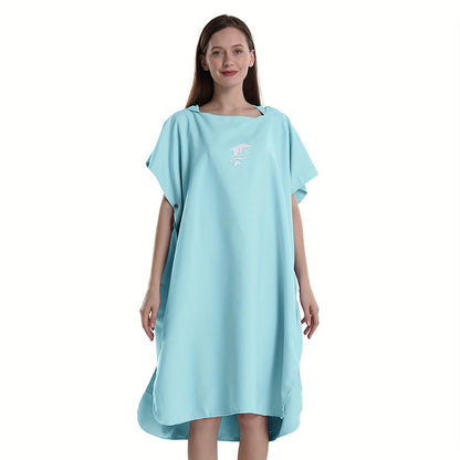 Quick-Dry Surf Poncho Towel Robe - Microfiber Beach Wrap with Shark Graphic, Super Absorbent Changing Robe for Swimming, Surfing & Travel, One Size Fits All, Machine Washable