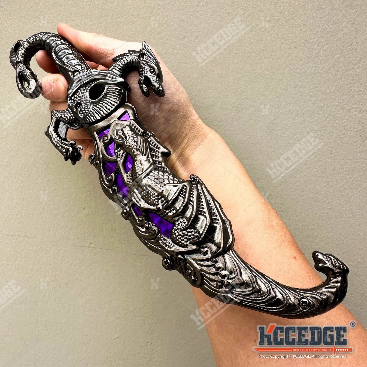 Medieval Fantasy Fixed Blade Knife with Scabbard – 9" Dragon Cosplay Collectible Dagger, 440 Stainless Steel, Historical Replica for Display & Medieval Fair Props