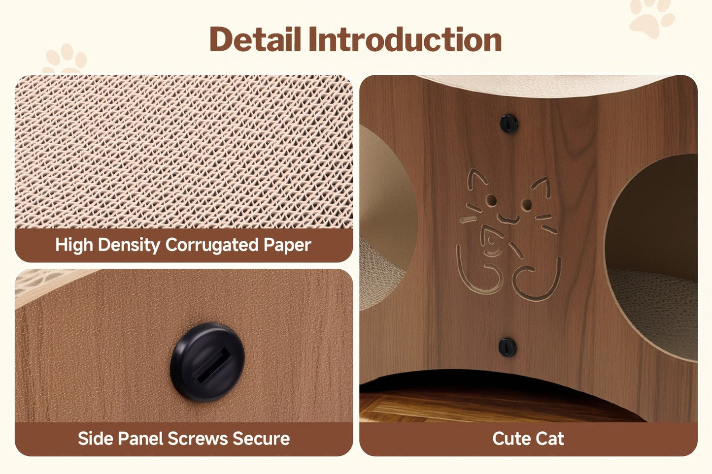 Cat Scratching Post with Integrated Cat Bed - Sturdy Walnut Wood Base, 4-Season Woven Scratch Pad, Indoor Cat Scratcher Lounge for Scratching, Lounging & Play, Oak Color with Optional Cat Toy
