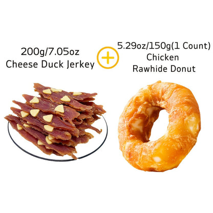 Sesame Duck Jerky Dog Treats 400g Mixed Flavor – Cheese Duck, Chicken Jerky & Sandwich Sticks, High Protein Low Fat, Long Lasting Digestible Chews, Training Treats for All Dog Sizes