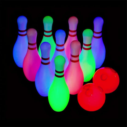 Light-Up Kids Bowling Set with 10 Pins & 2 Balls - Glowing Indoor Outdoor Bowling Game for Boys & Girls, 7.87-Inch Tall Pins, Fun Toddler Toy Set, Perfect Birthday Gift for Kids