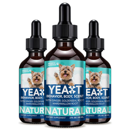 Yeast Supplement Drops for Dogs & Cats – No Odor Formula with Pau D’Arco Bark & Goldenseal Herb Liquid Extract | Easy-to-Use Pet Antifungal Support, 2 Fl Oz (60ml)
