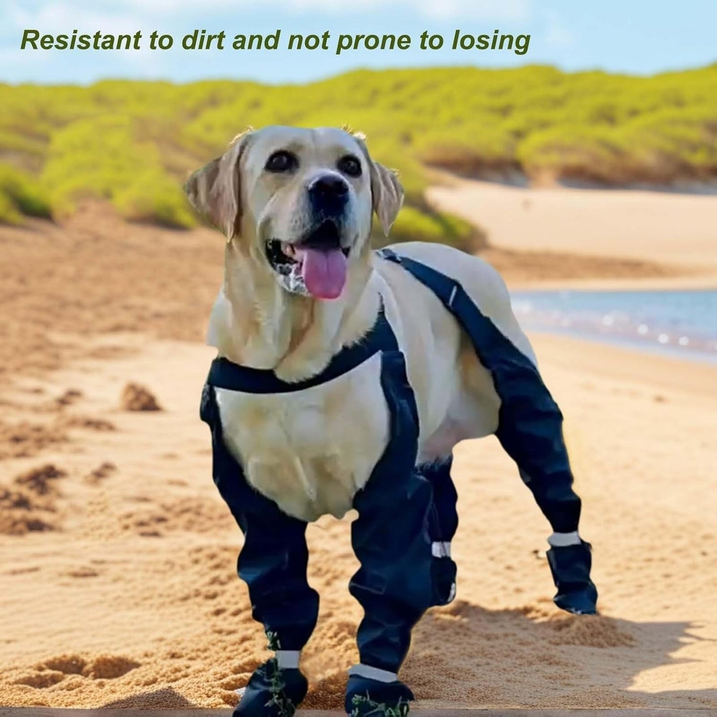 Dog Boots Anti-Slip Suspender Booties with Adjustable Straps & Buckles – Winter Warm Durable Polyester Snow & Ice Paw Protector for Medium Large XL Dogs, Secure Outdoor Walking Boots