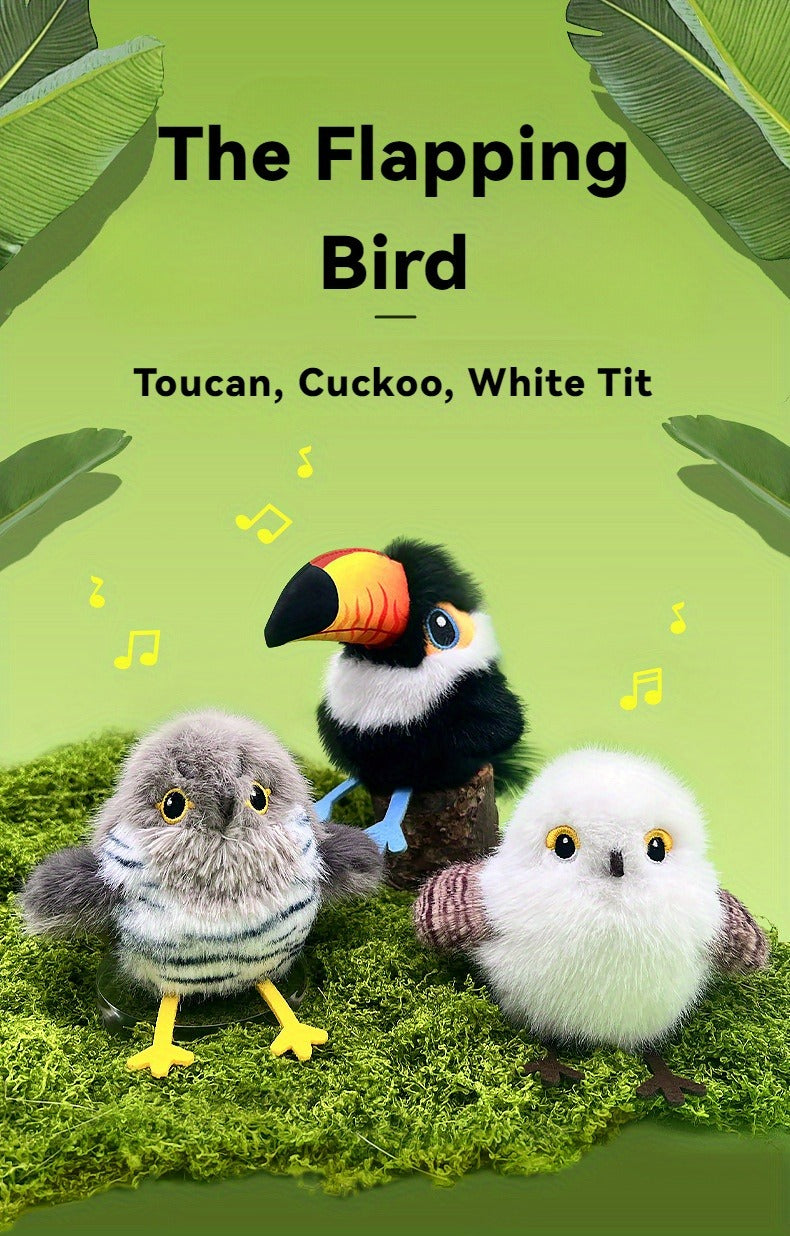 Flapping Bird Cat Toy with Realistic Chirping Sound - USB Rechargeable Interactive Plush Toy for Indoor Cats & Kittens, Smart Teaser for Exercise Enrichment & Boredom Relief