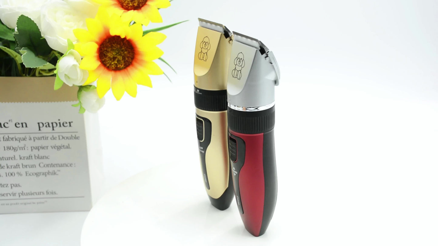 Pet Grooming Clippers Rechargeable with LED Display - Cordless Electric Dog Cat Hair Clipper, Detachable Blades 4 Guide Combs Low Noise, Professional Wireless Pet Trimmer with Accessories, Red