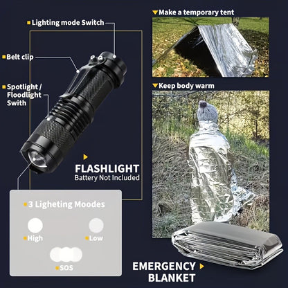 Tactical Knife Set 28-in-1 Survival Equipment – Men's Outdoor Tool Kit for Camping, Hunting, Fishing & Hiking | Perfect Father's Day Gift for Dad & Husband