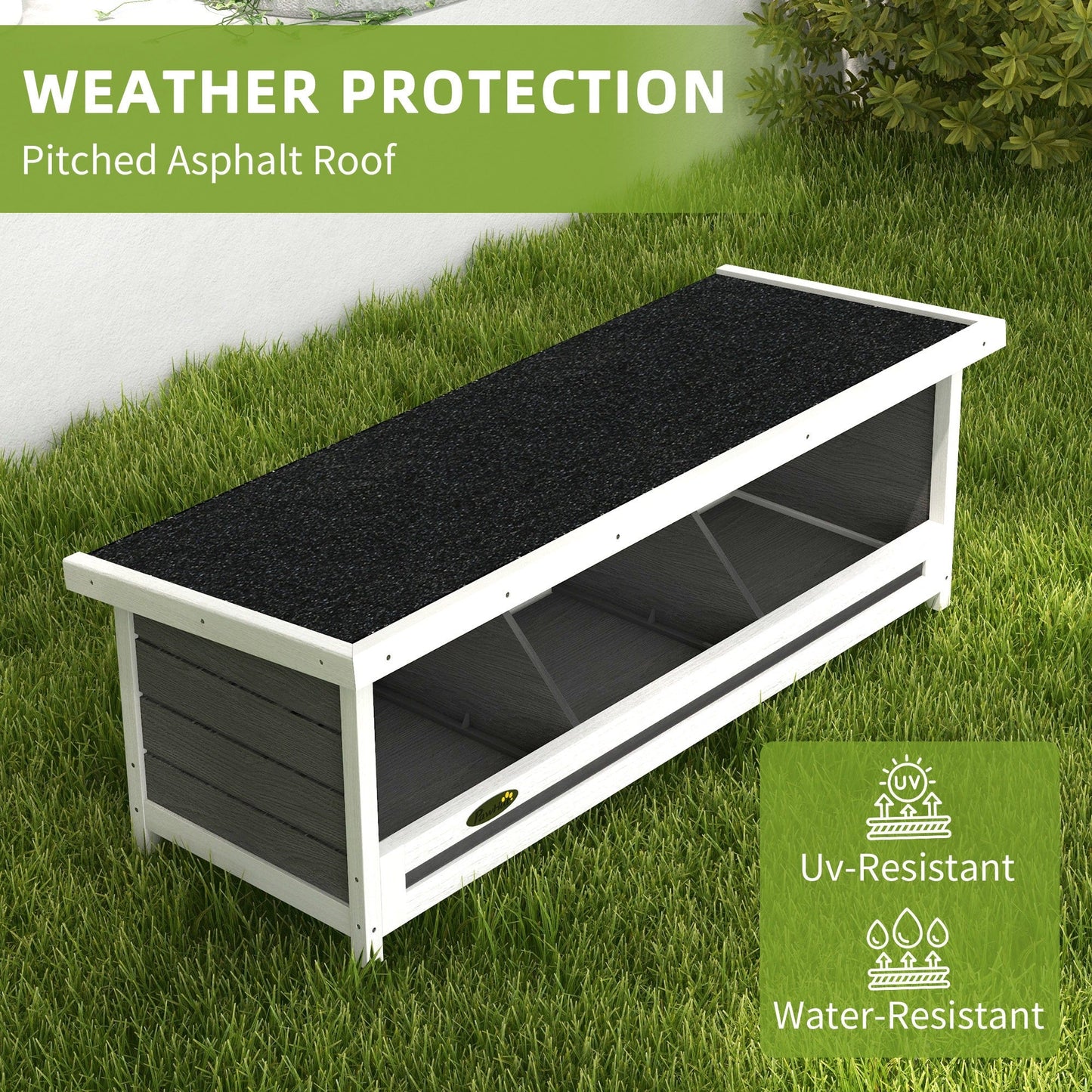 Chicken Nesting Box 3 Hole Wood Laying Box with Asphalt Roof for Hens, Indoor Outdoor Chicken Coop Nesting Boxes Fits Up to 3 Chickens, 37.5" L Weather-Resistant Fir Wood Hen House, Gray