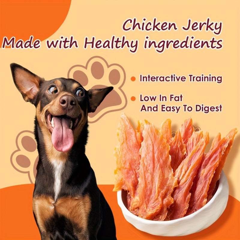 Chicken Jerky Treats for Dogs and Cats – High Protein Chicken Breast Slices, Grain-Free Dental Chews & Training Rewards for Puppies Kittens Adult Dogs Cats, Healthy Natural Pet Snacks