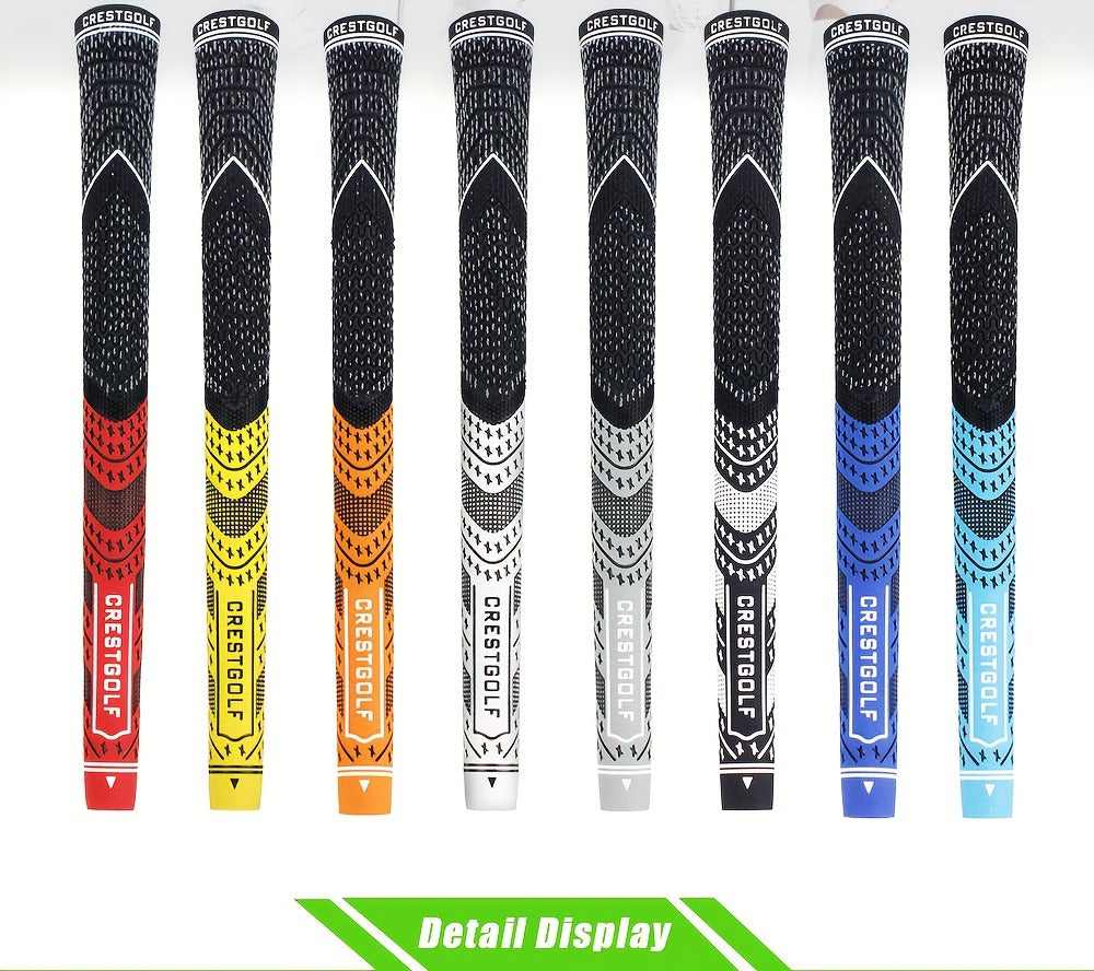 Midsize Golf Grips Set 13 Pack – All Weather Hybrid Rubber Golf Club Grips with Ecological Yarn Thread Technology, Multiple Colors, Fits Full Set of Clubs (Black, White, Red, Orange, Yellow, Blue, Gray)