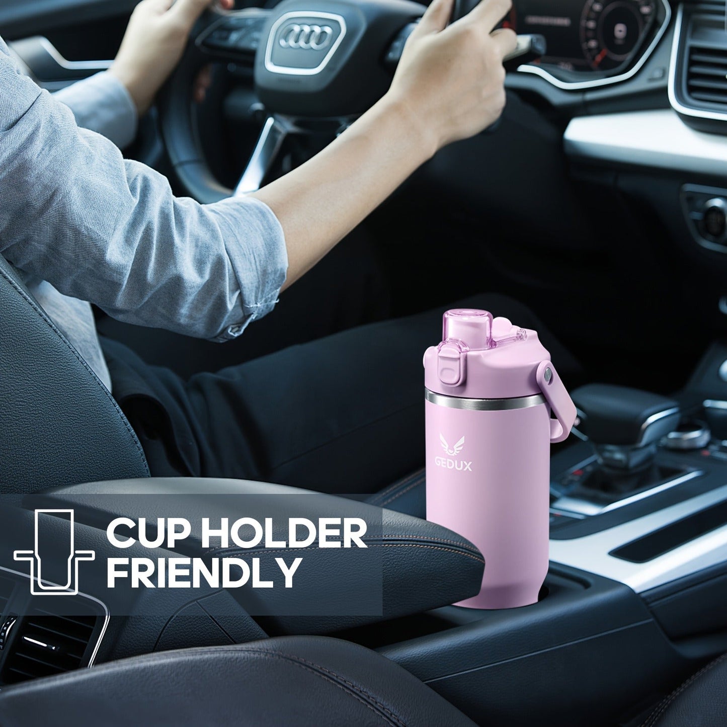 Stainless Steel Tumbler with Handle and Straw Vacuum Insulated Water Bottle 2-in-1 Lid Chug Lid Straw Lid Silicone Boot Matte Finish Gift for Women Men Christmas