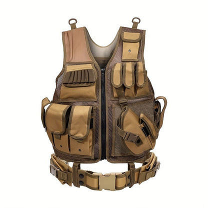 Tactical Fishing Vest with Quick Release – Lightweight Breathable Multi-Pocket Outdoor Vest for Men Camping Hiking Hunting Training – Available in Black Khaki Army Green