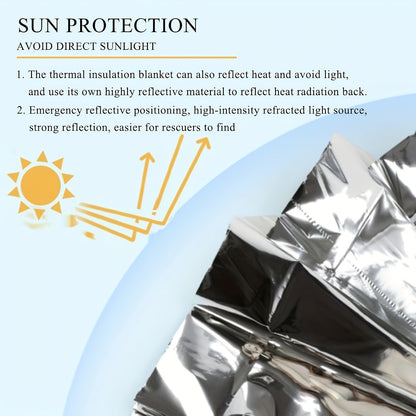 Emergency Mylar Thermal Blanket 52"x82" Reflective Foil Survival Blanket for Camping Hiking Outdoor First Aid Kit Weather Protection Ground Cover