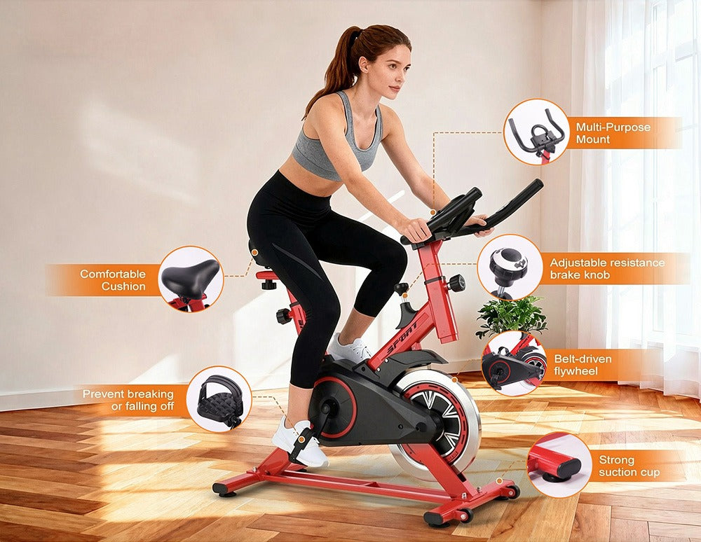 Indoor Spinning Exercise Bike – Ultra-Quiet Home Cycle