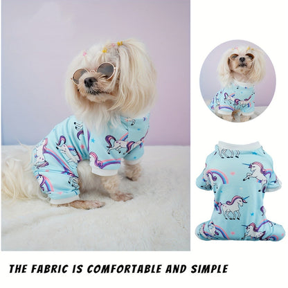 Puppy Clothes Set 4pcs Dog Cat Pajamas Onesie for Small Breeds Boys Girls, Spring Summer Shirts for Chihuahua Yorkshire Terrier Cats, Cute Mixed Color Pet Clothing Bundle, Sizes S M XL