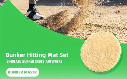 Golf Bunker Practice Mat 19.69x19.69 Inch with 2 PU Balls Realistic Sand Bunker and Putting Simulator Non-Slip TPR Bottom for Backyard Indoor Use Improves Swing Consistency Gift for Golf Enthusiasts